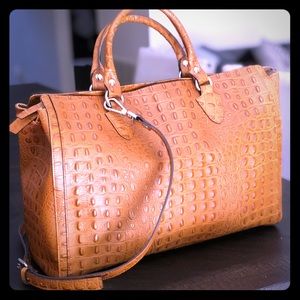ITALIAN CROCO EMBOSSED LEATHER BAG
